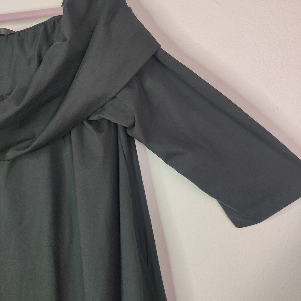Eshakti Black Off the Shoulder Asymmetric Avant Garde Lagenlook Midi Dress 1X 2X - Picture 7 of 16